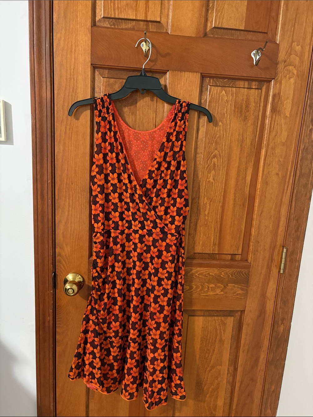 Women's Floral Knee High Dress - Orange & Black